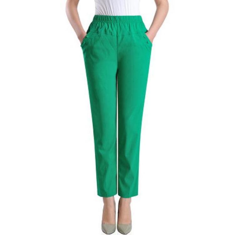 Ladies Plus Size High Waist Linen Pants Straight Trousers Long Office Work Pantalon