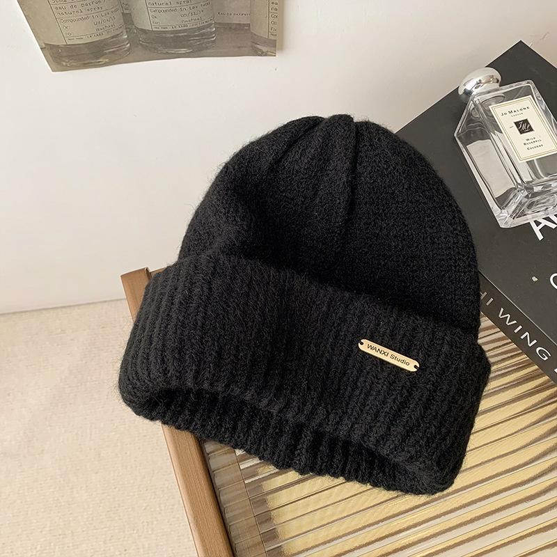 Wool Hat Women's Autumn and Winter Versatile Face Small Knitted Hat Big Head Circumference Warm Ear Protection Hat