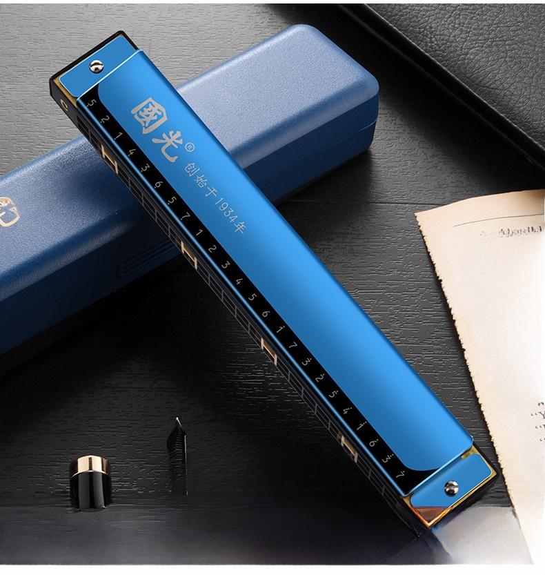 Guoguang Harmonica 24-Hole 28-Hole Professional Performance Polychord C-Major Bass Adult And Child Beginner Entry-Level Harmo...