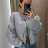 European and American Style Foreign Trade Women's New 2025 Fashion Versatile Round Neck Soft Long-sleeved Bomber Jacket Short Jacket