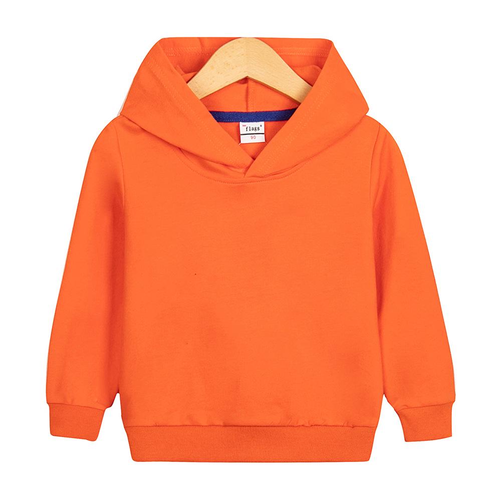 Autumn/Winter Solid Color Hooded Sweatshirt for Kids, Casual Top/Outerwear, Custom Patterns Available