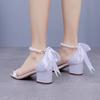 Plus Size Shoes for Women Summer Elegant Women White Platform High Heel Party Evening Wedding Sandals Peep Toe Slip On Shoes