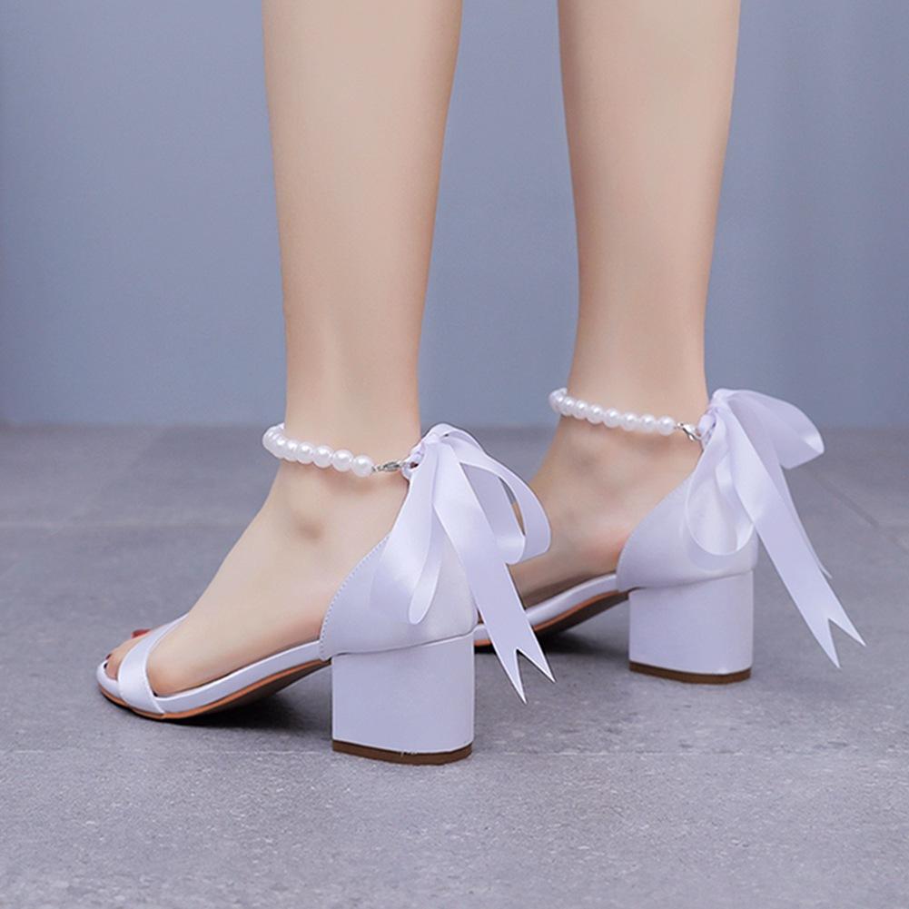 Plus Size Shoes for Women Summer Elegant Women White Platform High Heel Party Evening Wedding Sandals Peep Toe Slip On Shoes