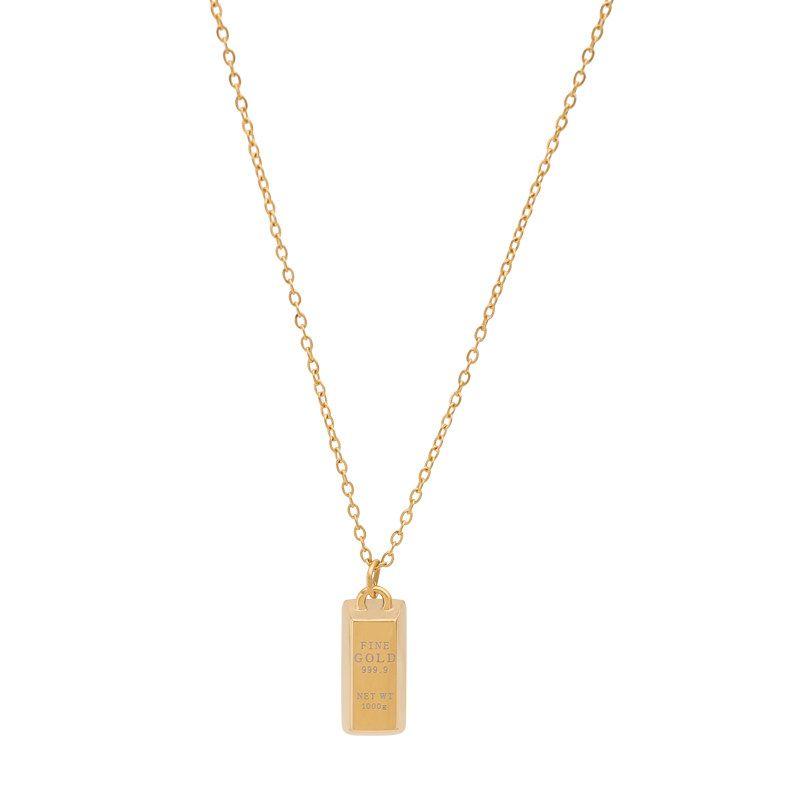 

Fourpin Small Gold Necklace European Hip Hop Rap Trendy Ins Minimalist Style Easiest for Match Titanium Steel Clavicle Chain Men and Women 43.5Cm+5Cm Extension Chain