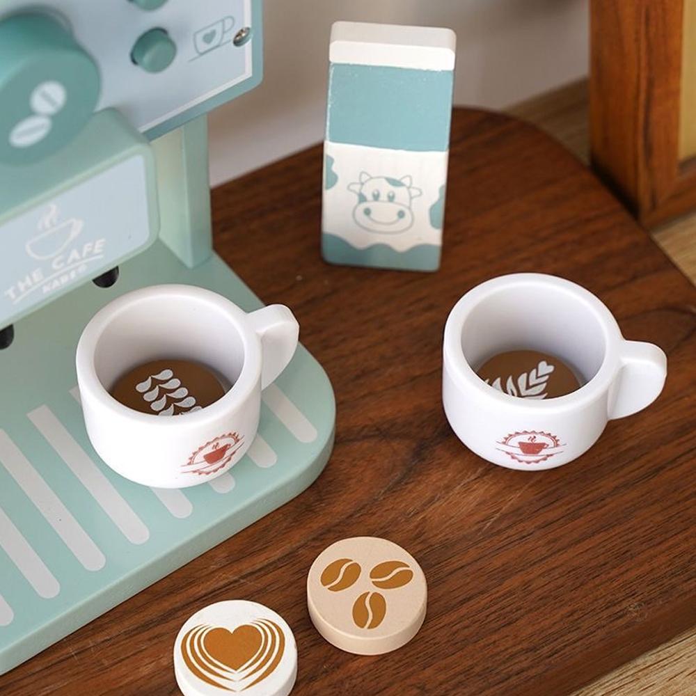 Simulated Coffee Machine & Pretend Cookie Maker Set Wooden Toys for Playing House Kitchen Fun Toys Children's Role Playing