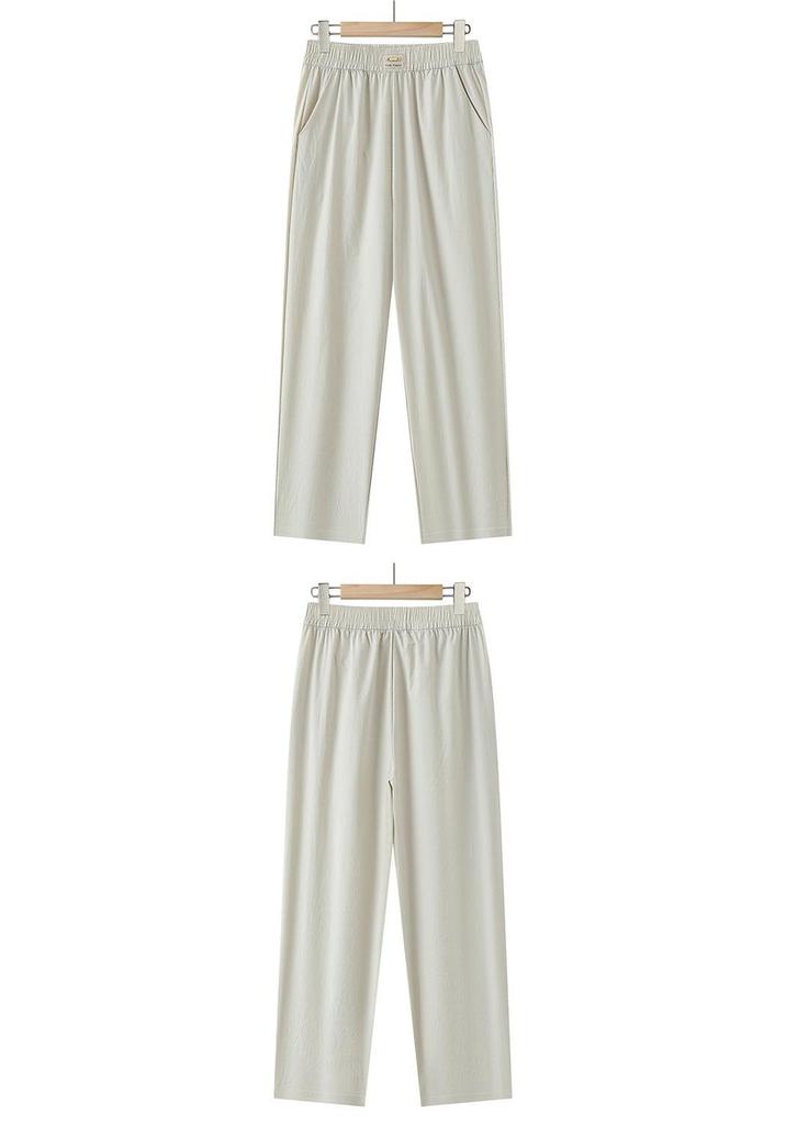 Spring/Summer 2026 Women's Versatile Casual Pants: Loose Straight-Leg, Elastic Waist, Perfect for Middle-aged & Elderly Moms