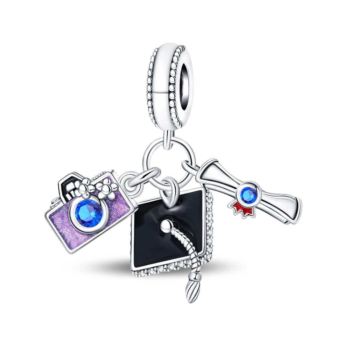 Charms Copper  Bachelor Hat Camera Pendant Beads Fit Charms Plata  Original Bracelet Beads Women Jewellery Making