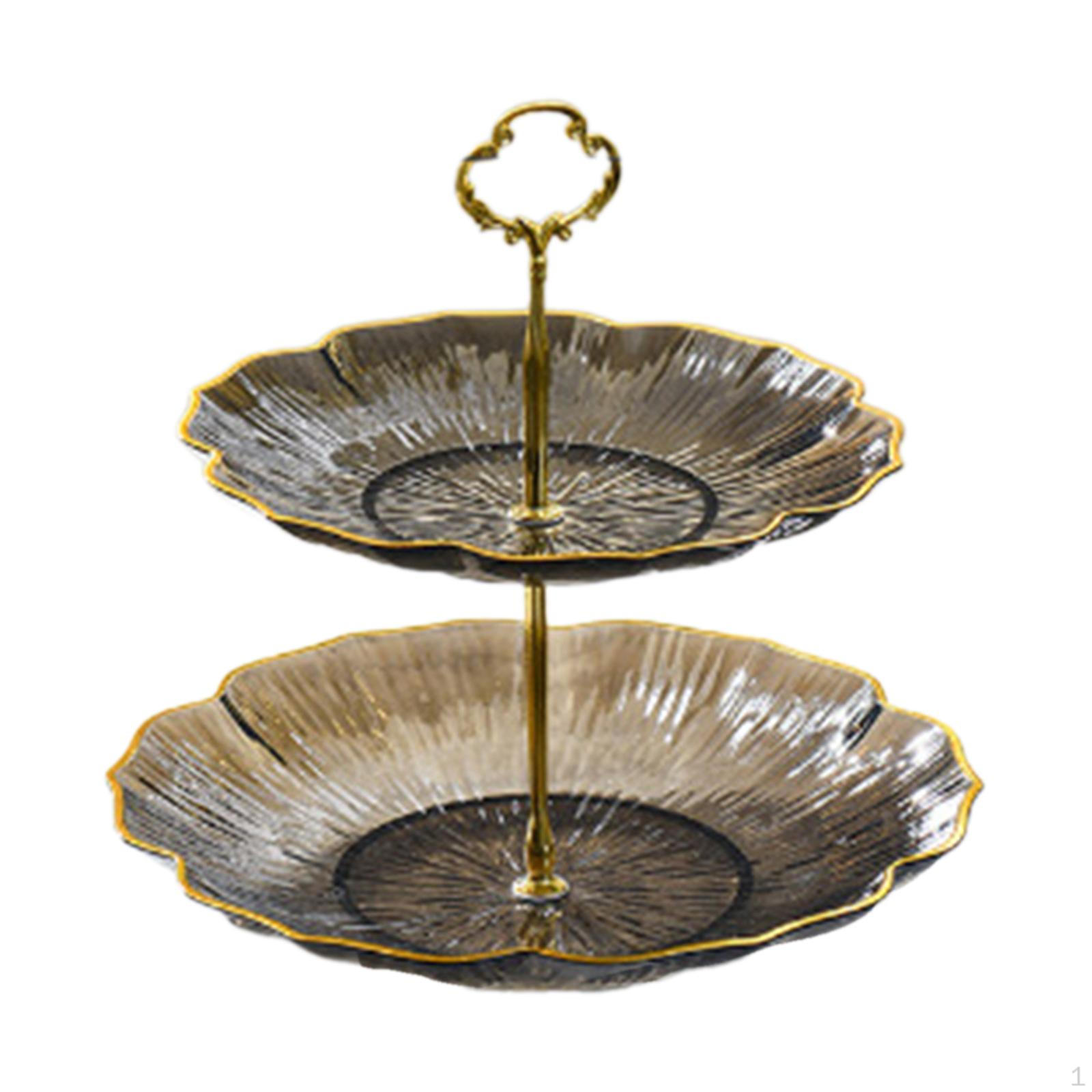 

Подставка для торта, противень для печенья, 2-ярусная тарелка для конфет, десертная башня, многофункциональные тарелки для фруктовых закусок серый