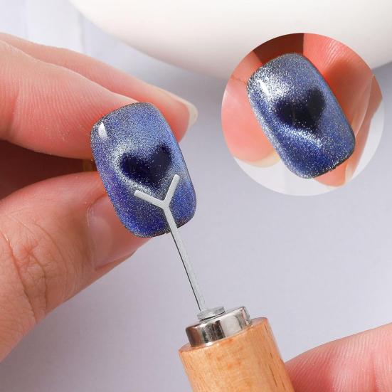 5 Sets Cat Eyes Nail Magnet Gel Nail Polish Magnet Stick Y-Shaped Guide Home Salon Women Cat Eyes Magnetic Nail Art Manicure Tools Accessories