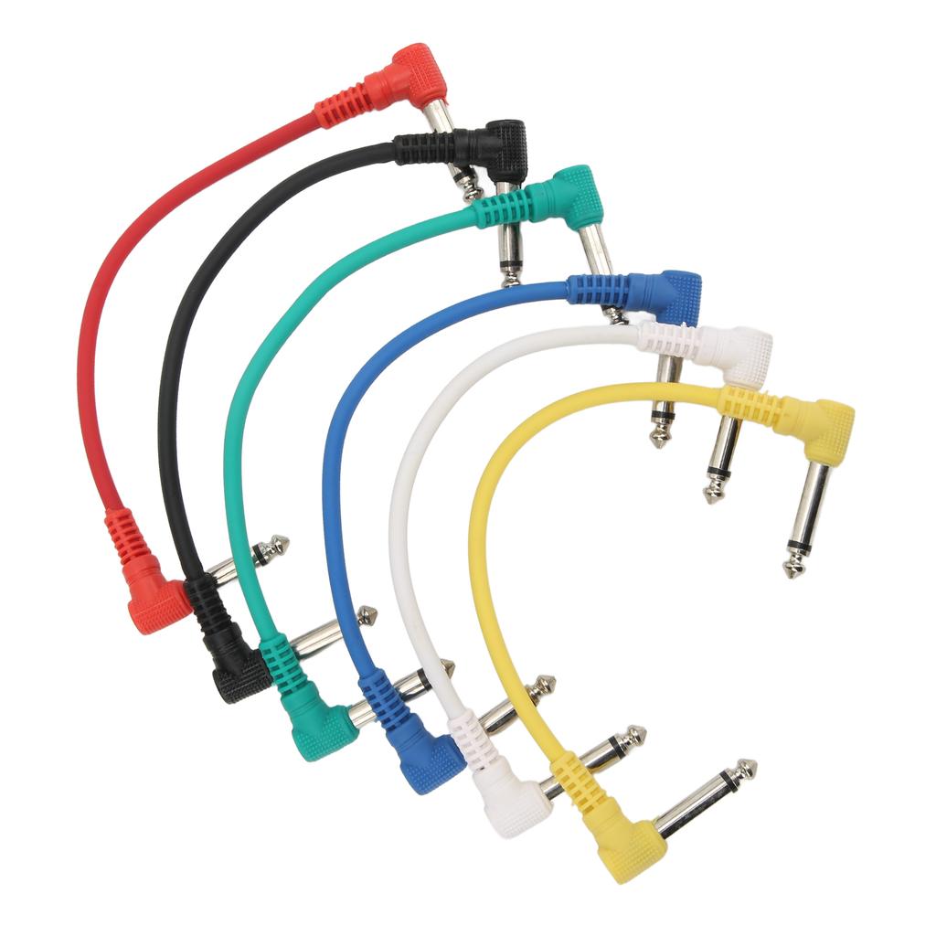 6Pcs Guitar Effect Cable Right Angle Universal Instrument Patch Cables for Pedals 6.35mm