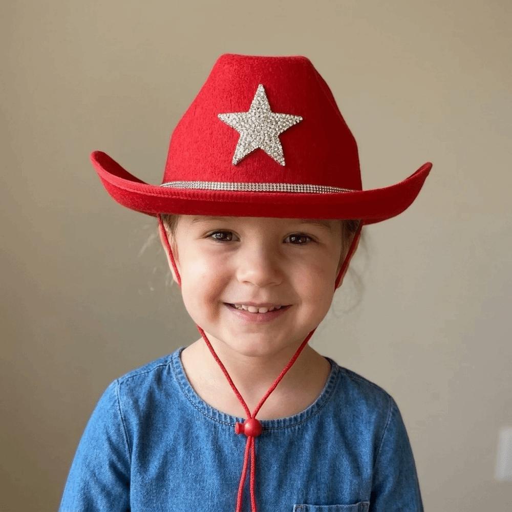 Rhinestone Summer Sun Hat Sparkling Kids Bucket Hat Cool Western Cowboy Hat Dress-Up