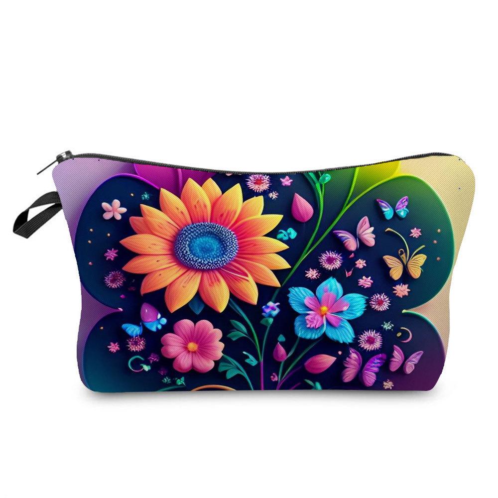 Women Flower Print Cosmetic Bag Toiletries Organize Travel Storage Case  6394 CLE