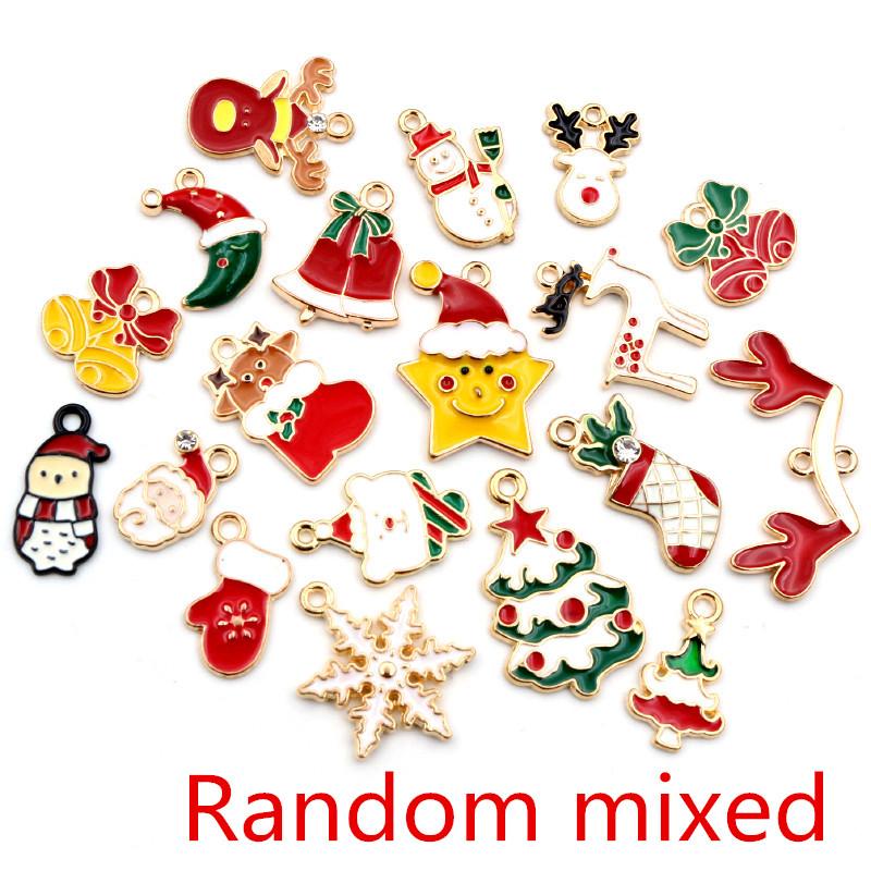 Fashion 10pcs Enamel Christmas Charm Pendant for Necklace Bracelet Earring Findings Alloy DIY Jewelry Making Supplies