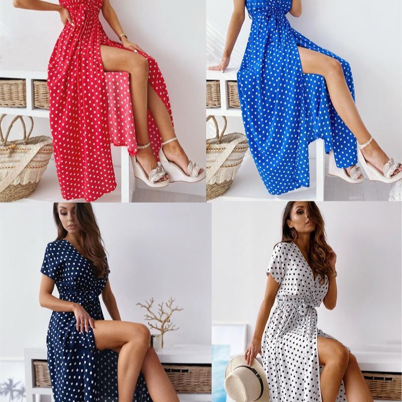 Women Print Polka Dot Dress Comfortable Lightweight High Recognition Elegant Style Slimming Flattering Fit Daily Wear