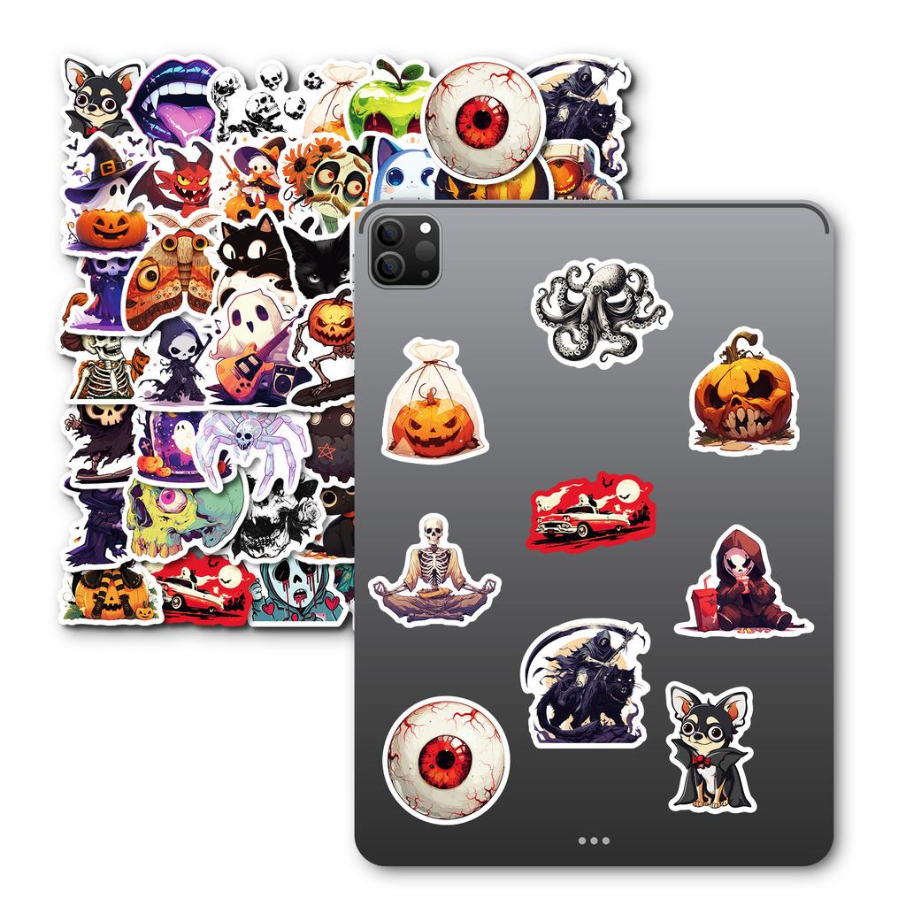 50Pcs Halloween Stickers - Spooky Cute Cartoon Decals for Phone, Laptop, Luggage, Party DIY (4.3x5cm)