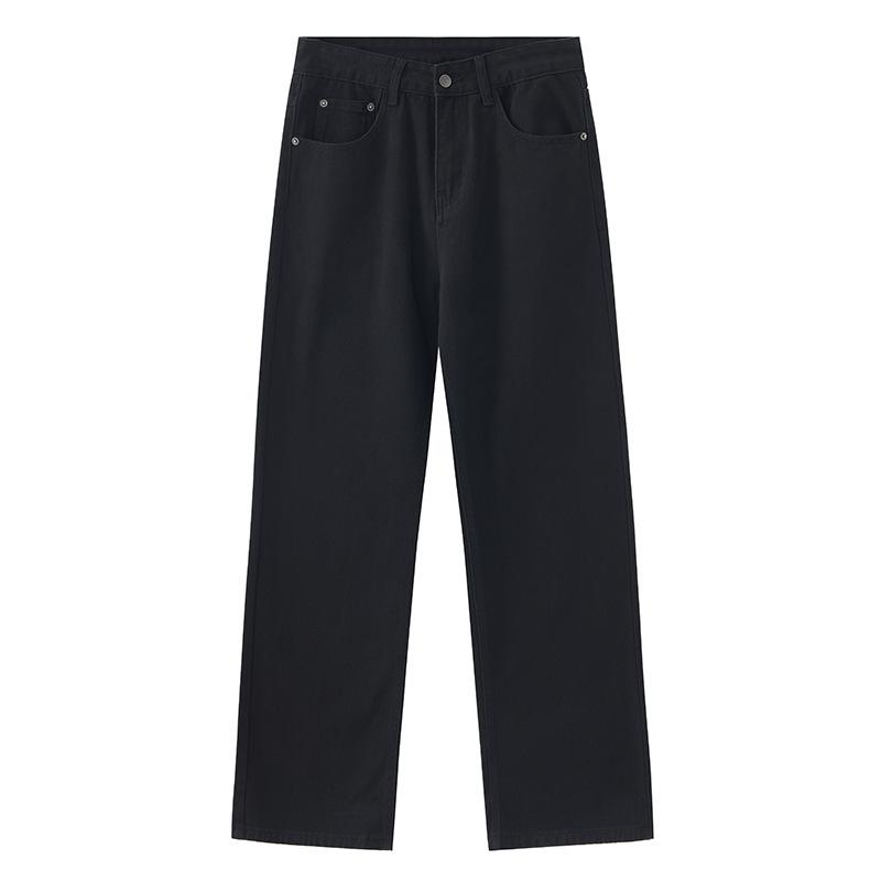 

Solid Color Jeans Men s and Women s Same American Loose Straight Versatile Pants 3XL чёрный