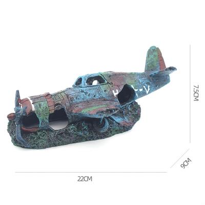 Fighter Fish Tank Decoration Resin Crafts Wreckage Hide Cave For Fish Shrimp Aquarium Landscaping Ornaments