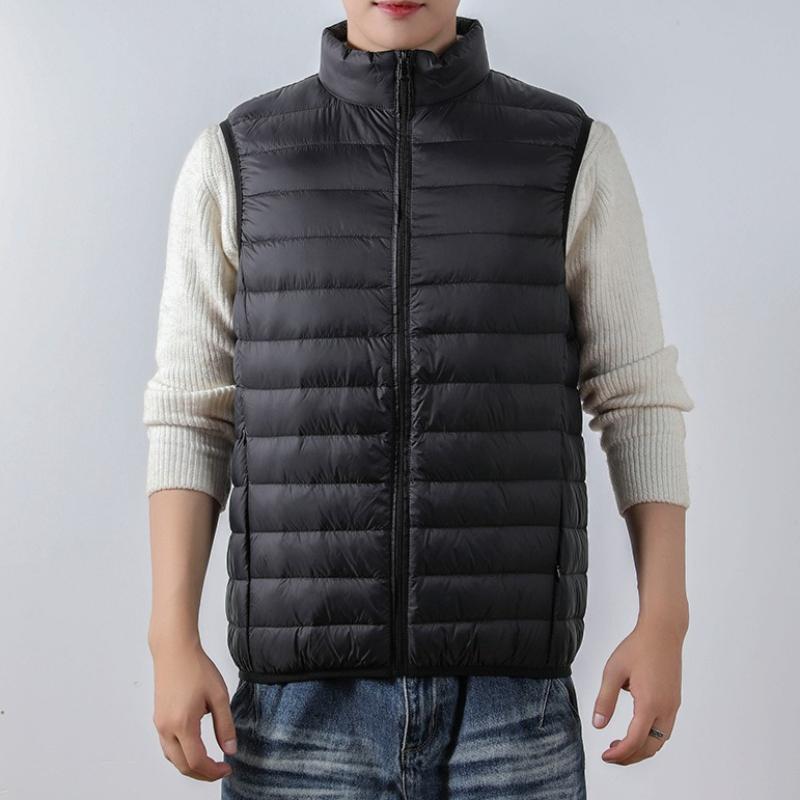 Men's Stand-Up Collar Vest White Duck Down Lightweight Down Jacket Large Size Outerwear