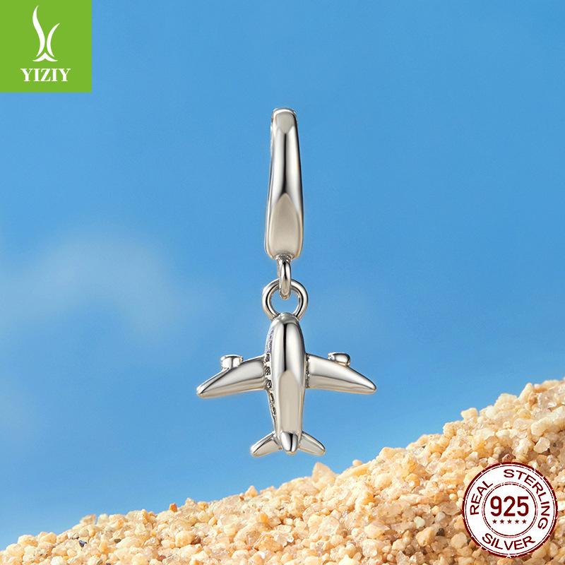 Opening And Closing Aircraft Pendant S925 Silver Beads, Cross-Border Diy Bracelet Bead Accessories