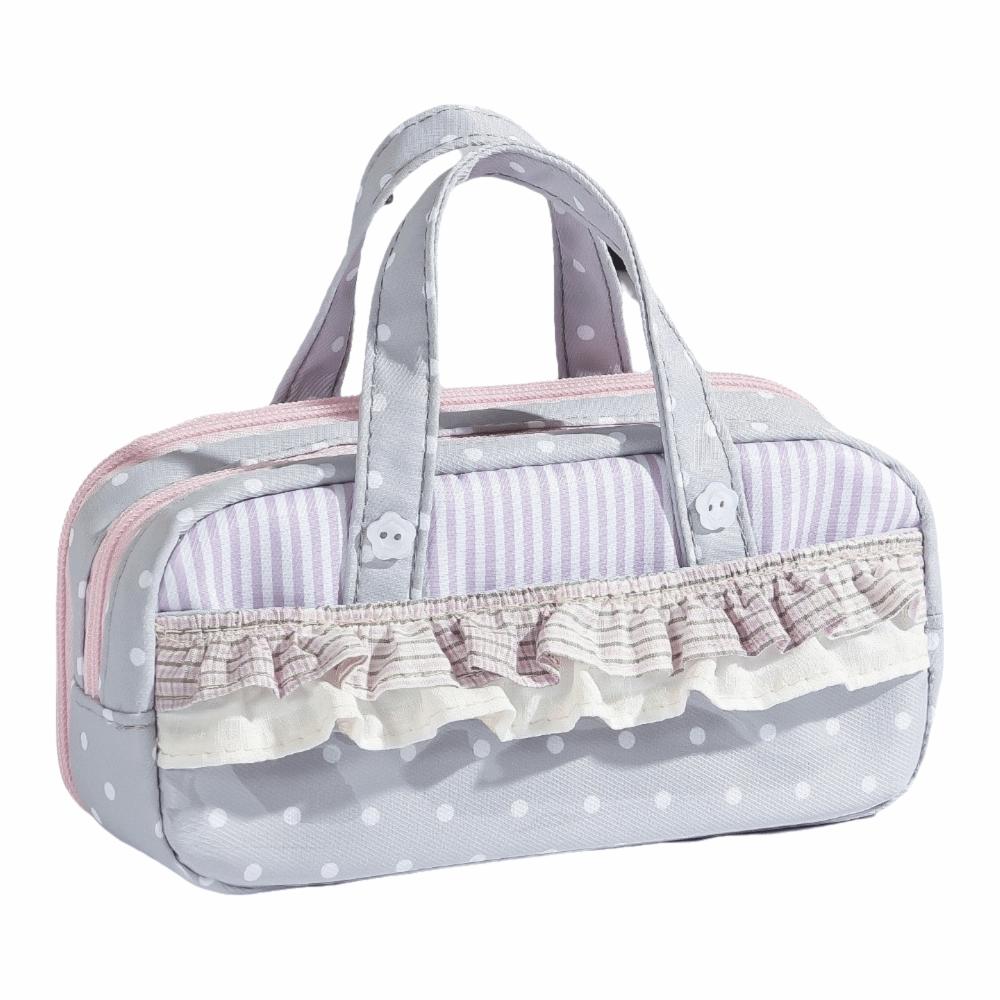 Polka Dot Print Pencil Case Multi-Layer Pencil Pouch Portable Stationery Bag Students