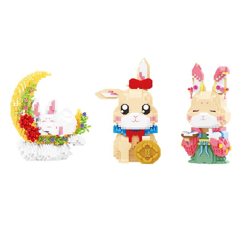 Lovely Cartoon Micro Diamond Block Moon Rabbit Building Bricks Fairy Maiden Assemble Nanobricks Educational Toys For Kids Gifts