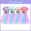 Super Mario Princess Peach Rainbow Lace Girls Dress In Purple, Red, And Pink