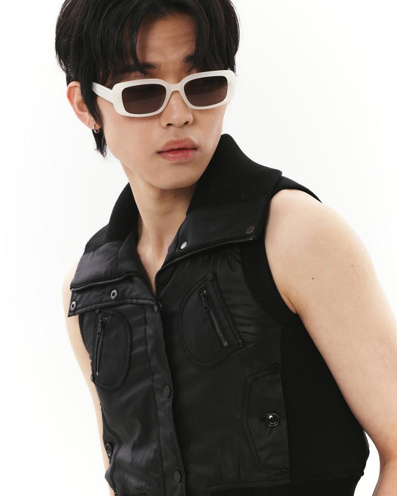 Hangeul Square Sunglasses Ivory-Brown