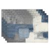 Farmhouse Placemats Set of 4, 12x18 Inch Modern Teal and Grey Abstract Art Painting Table Mats for Outdoor Home Party Kitchen Dining Decoration