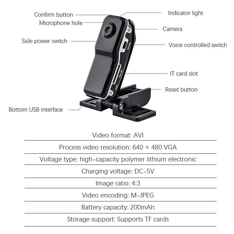 Md80 Sport Digitale Videokamera Mini Hd Luftbildkamera Innen-/Außenmonitor Drahtlose Sport Action Kamera