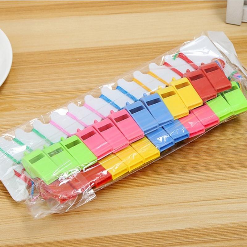 24Pcs Colorful Plastic Whistles with Lanyards for Party Favors, Sports & Emergency Supplies