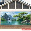 Mountain Lake Nature Tapestry, Green Landscape Background Cloth, Home Wall Decor