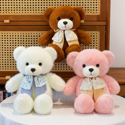 Cachecol de seda urso mutável brinquedo de pelúcia casamento arremesso boneca de garra mochila flor pequena urso presente de aniversário