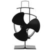 VidaXL Heat-Powered Stove Fan 3 Blades Black