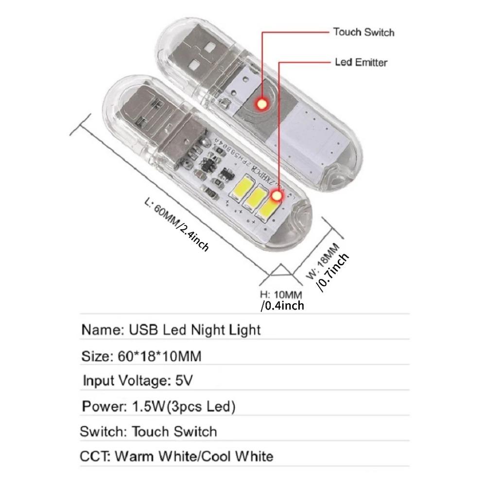 

3-24 светодиода, мини-портативный USB-бар, светильник с сенсорным датчиком, настольный светильник для чтения, прикроватная лампа для Power Bank, ПК, ноутбука, ноутбука