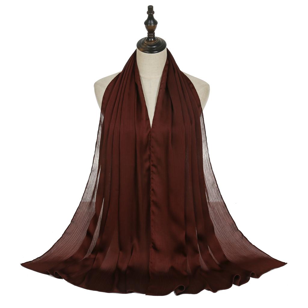 New Arrival Crinkle Satin Chiffon Hijab Scarf Plain Shawls Wrinkle Scarves Women Muslim Turban Solid Color Headscarf 36 Colors