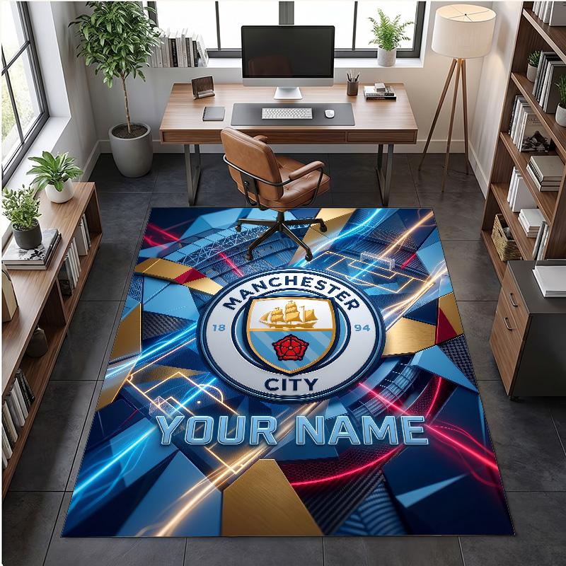 Crystal Velvet Rug Manchester City Print Custom Name Text Floor Mat Home Decor
