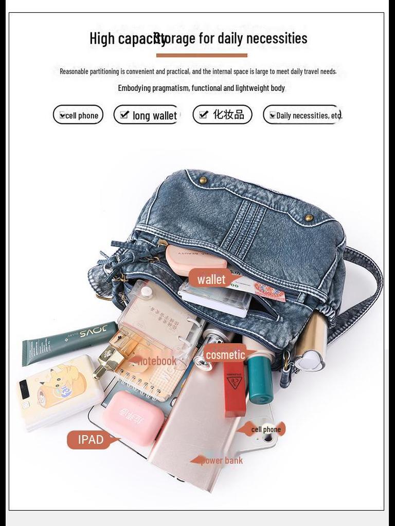 Large Capacity Soft Leather Cross-border Women's Shoulder Tote Bag for Middle-aged Women, with Washed Leather Finish.