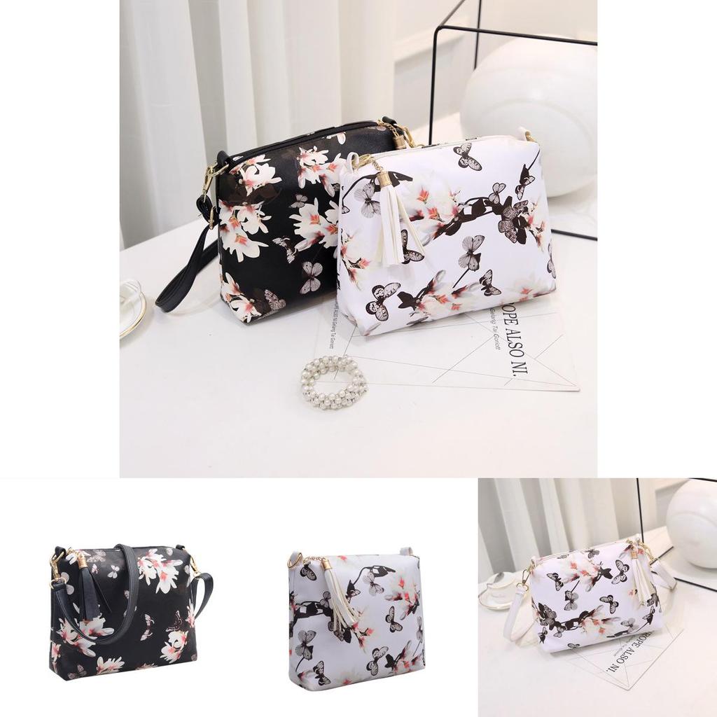 Stylish Ladies Shoulder Bag With Flower Print Durable Nylon Lining Neutral Gender