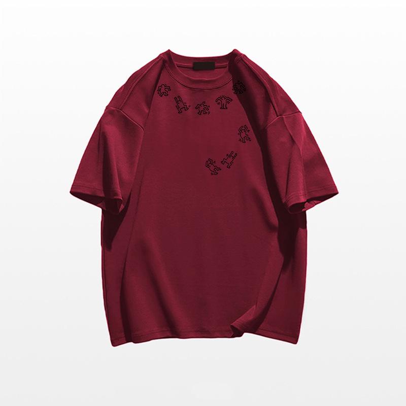 Damen 2025 Schwergewichtiges Graues Baumwoll-Sommer-T-Shirt mit Lockerem Halbem Ärmel