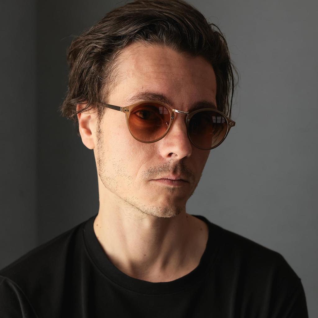Clear Milky Khaki x Brown Half Fashion Glasses Sunglasses for Men and Combination UV Clear Colored Stylish Round [FashionBerry] 23. Boston-style