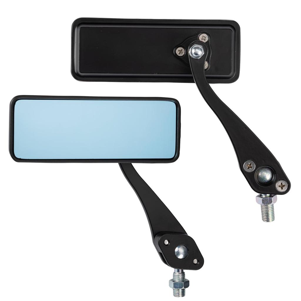 KEMIMOTO Motorcycle Left and Right Universal Easy Adjustable KM3112 Mirrors, 10mm, Set, Off-Road Mirrors, Square, Installation, Angle, Black,