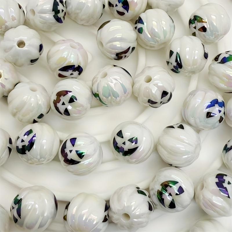 Acrylic UV Printed Beads, Round & Square, for Halloween Layered Tray Farmhouse Decor, DIY Crafts, Ghost Party Decorations