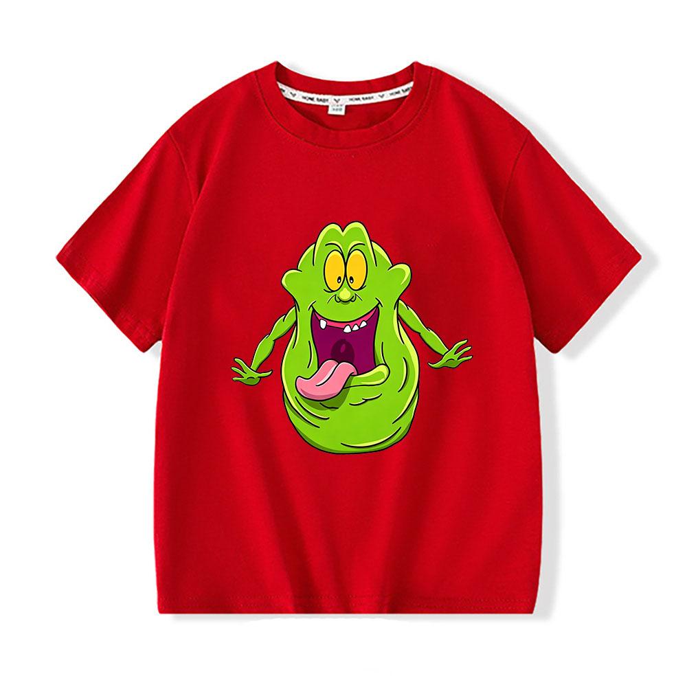 100% Cotton Ghostbusters Children's T-shirts Funny Slimer Cartoon Print Short Sleeve Boys Girls Tee Casual Crew Neck Tops Summer