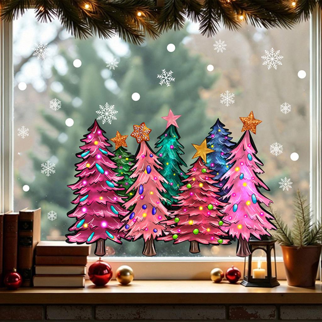 Christmas Static Cling Window Stickers for Living Room Bedroom Holiday Party Decorations