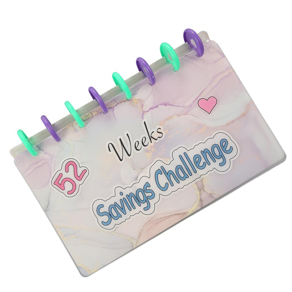 Segregator oszczędnościowy Wyzwanie oszczędzania przez 52 tygodnie Książka pieniędzy Zabawny segregator budżetowy Organizer książkowy z gotówką