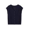 Summer Light Oxygen Series Tencel Acetic Acid Sleeveless Neck Knitted Cardigan Women's Skin-friendly and Breathable Short Sleeve Thin Inside