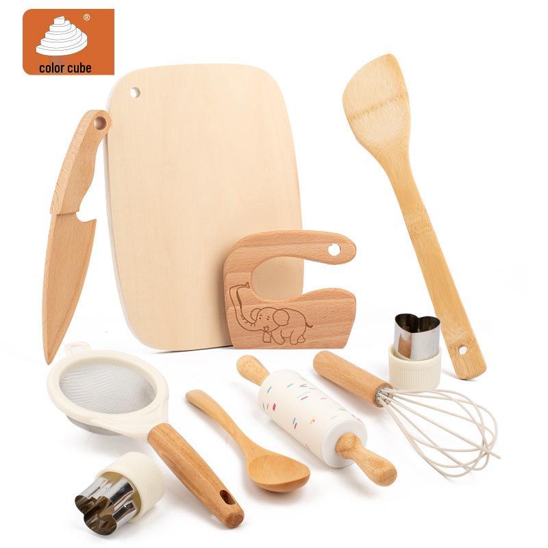 Wooden Play Kitchen Set: 10-Piece Children s Knife & Cutting Board Set with Cuttable Vegetables & Fruits. 25x30x7.5 cm