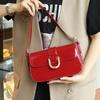 Retro lakovaná taška cez rameno Pre ženy Luxusná crossbody kabelka s chlopňou Jednofarebná kabelka do podpazušia Červená Crossbody kabelka Dámska kabelka