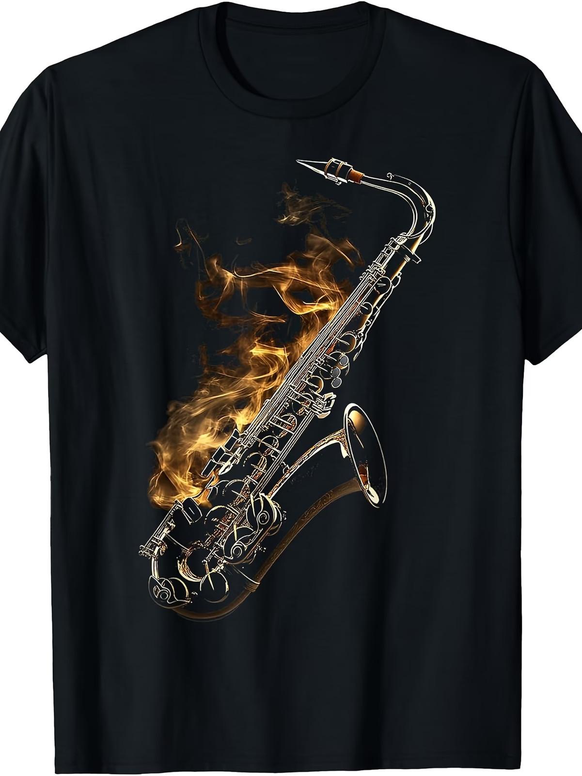 Saxophone Music Instrument Motif Illustration Saxophone T-Shirt S