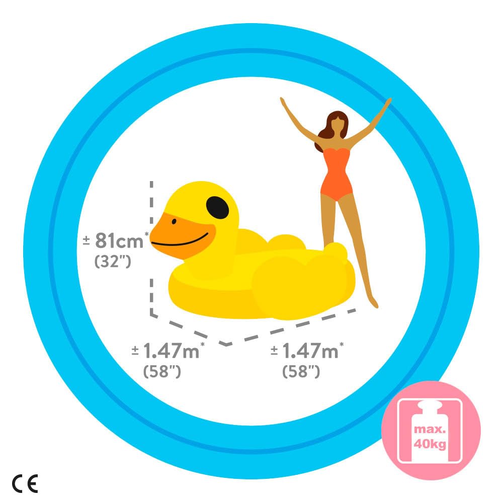 INTEX Rață Galbenă Gonflabilă cu Mânere 147 x 147 x 81cm 57556 Japonez [Produs Autentic]